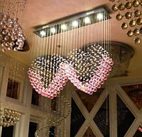 Nimi108 L90cm x H80cm K9 Pembe Kristal İki Kalp şeklinde Kolye Işıkları Aydınlatma Droplight Avize Yatak Odası Lamba Oturma Odası Düğün Evlenmek