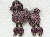 12 sztuk / partia Hurtownie Kryształ Rhinestone Pudel Pies Zwierząt Moda Kostium Broszka Pin C297