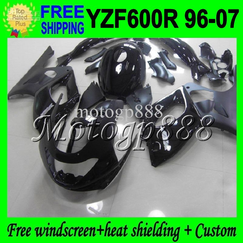 2GiftStank Body All Black for Yamaha YZF600R 1996 1997 1998 1999 2000 Thundercat YZF 600R 2004 2005 2006 2007 Billd Flat Fairings