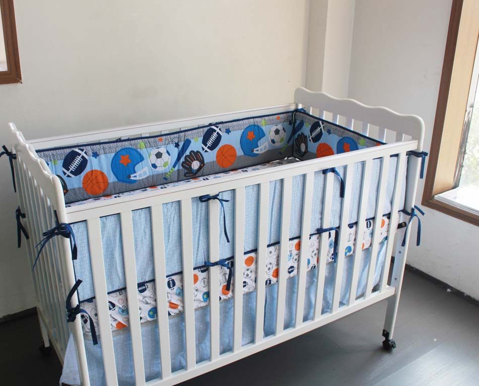 New Embroidered Base Ball Sports Boy Baby Cot Crib Bedding ...