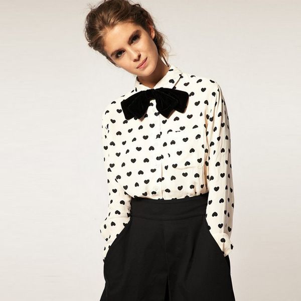 2016 Summer Autumn Women Clothing Heart Print Long Sleeve