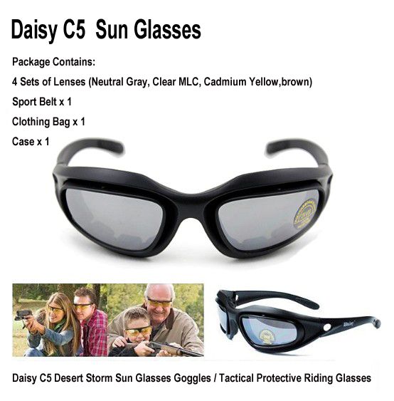 Les lunettes WARGAME coupe-vent pour moto d'extérieur Daisy C5 comprennent 4 lentilles Set9147305