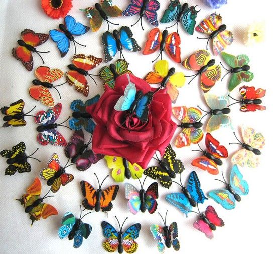 Konstgjorda 3D Butterfly Kylskåpmagneter Klistermärke Kylskåpmagneter Heminredning Xb