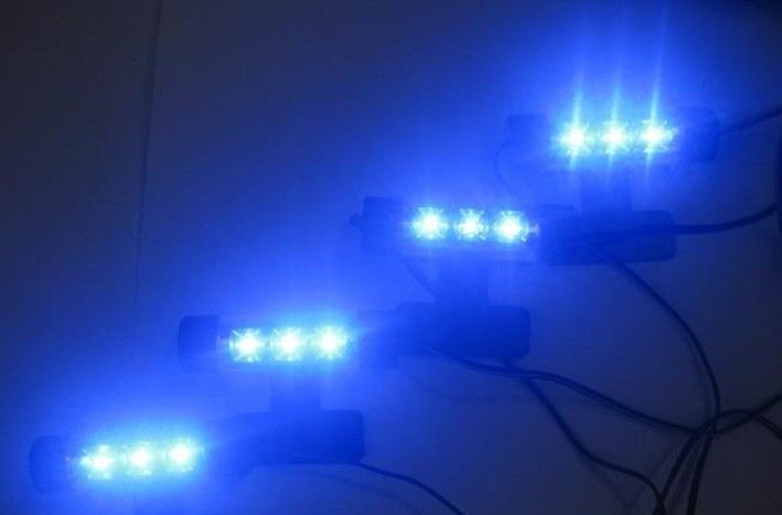 Cool Fashion 4x3LED Azul Car Charge luz interior 4in1 12 V Brilho Decorativo Atmosfera Lâmpada, frete grátis!