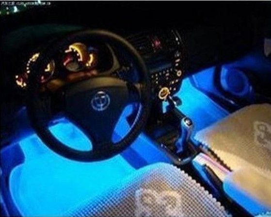 Cool Fashion 4x 3LED Blue Car Carrosserie Interieur Light 4in1 12 V Glow Decoratieve sfeer Lamp, gratis verzending!