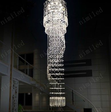 nimi113 Modern Villa Duplex Penthouse Floor Hanging Wire Crystal Stair Lamp Living Room Chandelier Spiral Pendant Droplight