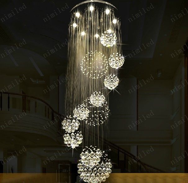 nimi115 Dia 80xH220cm LED Crystal Light Modern Spiral Staircase Lamps Hanging Chandelier Pendant Dorplight Duplex Villa Living Room Lighting