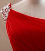 Best Selling A Line Sweep Train Red Chiffon One Shoulder Evening Dresses Beads Sequins Sexy Prom Dresses Long Party Dresses Real Sample