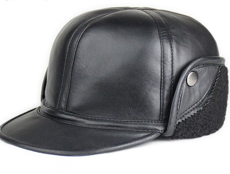 

Thick warmer winter real sheepskin Leather Newsboy Hats casual HAT CAP 7pcs/lot #3102, Black