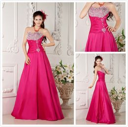 A-line strapless beaded plus size corset back evening prom dresses gowns taffeta