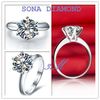 3.0 CT Wedding Rings Classic Round Simulate Diamond Ringar för Women14K Vitguld Solid Silver PT950 Stampedhearts och Pilar