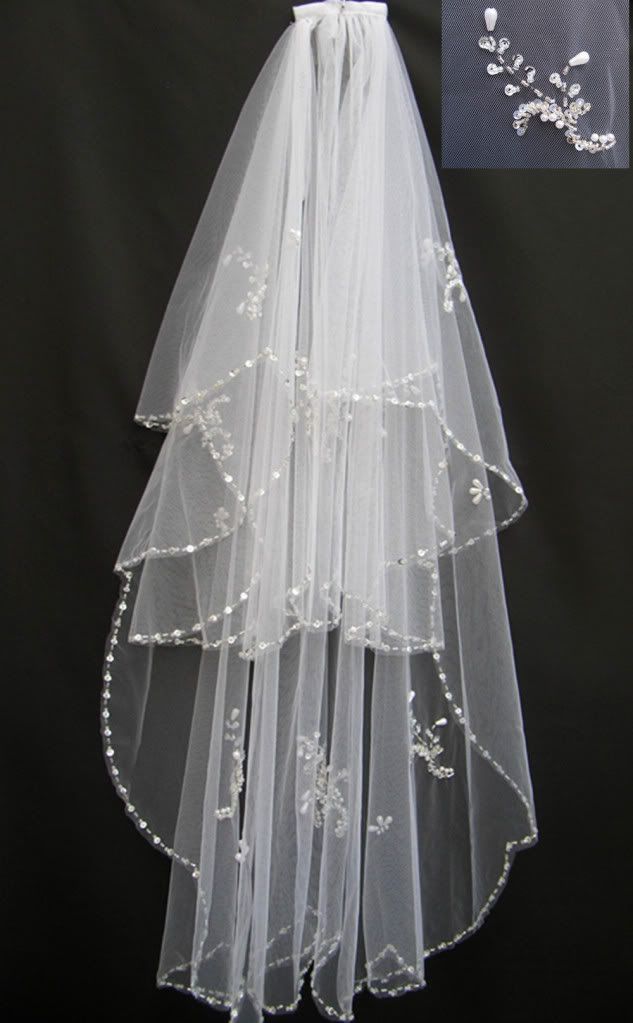 2T blanc ou ivoire perles accessoire de mariage voiles voile de mariée détail tout cristal perlé voile de mariée avec Comb226V