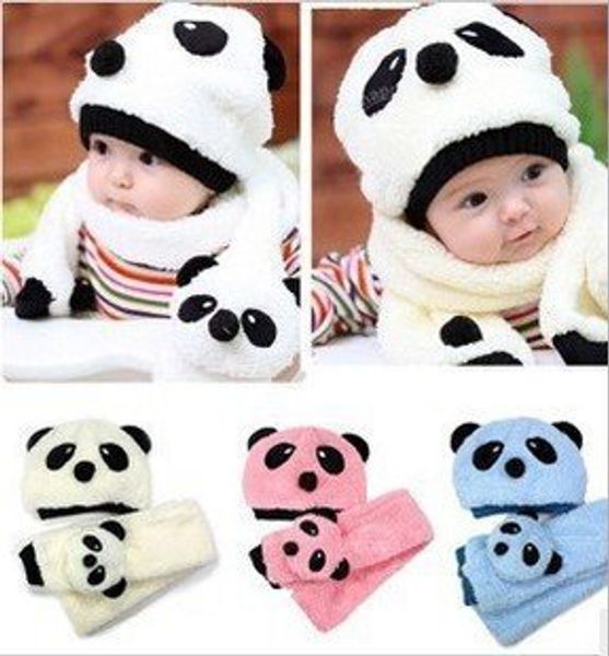 

Супер милый и теплый дети шерсть Панда крышки матч шарф мультфильм шляпа с шарфом