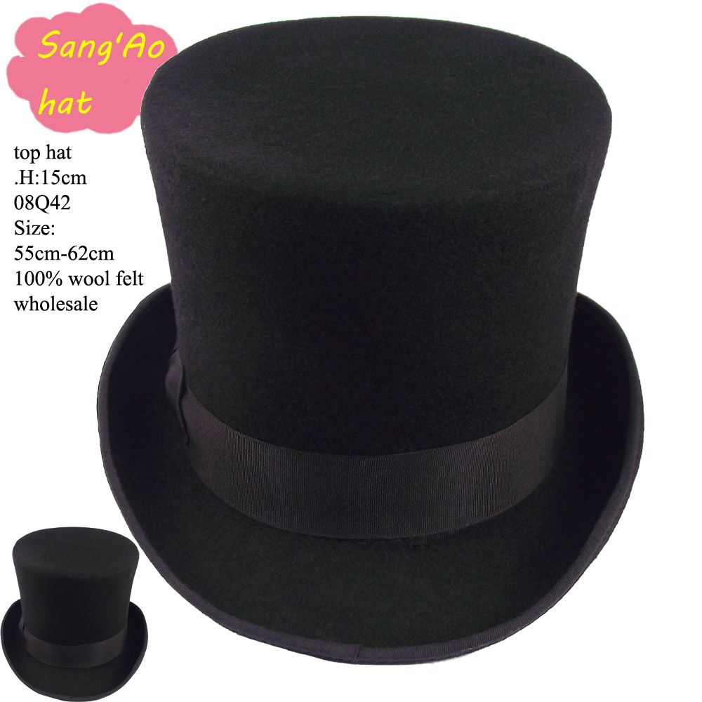 2018 Wholesale The Topper Hat With 15cm Pure Woollen Silk Hat For Men