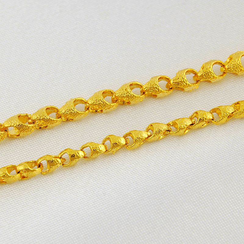 Unique Mens Necklace 24K Gold Plated Jewelry Newest Style 6.5mm Width