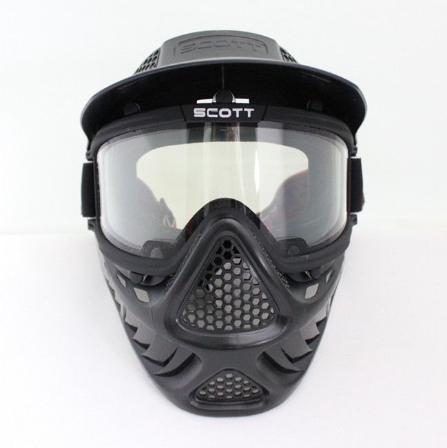 Drss Safty Airsoft Paintball Tactical máscara facial com óculos de estilo preto segundo BK