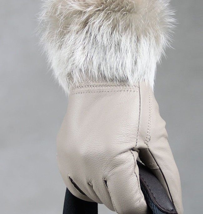 

fashion Women rabbit fur fringed Genuine leather gloves skin gloves LEATHER GLOVES mixed color 12pairs/lot #3120