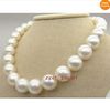 Joyas de perlas finas 18 "12-14mm Natural Sur Mar Blanco Perfecto Perla Redondo Collar 14K