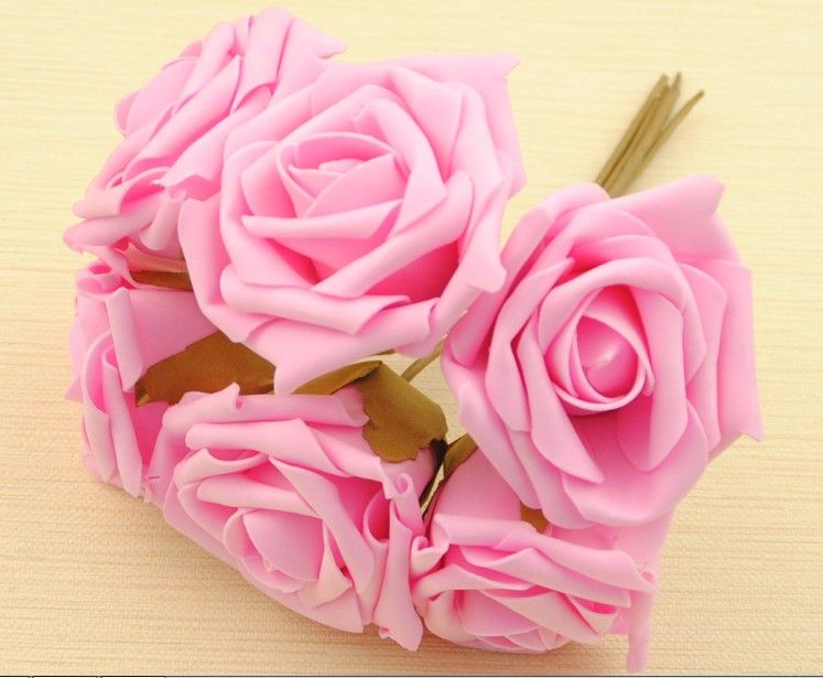 2.4" Artificial Head Rose Bouquet Latex Bridal Flowers Wedding Centerpieces Craft