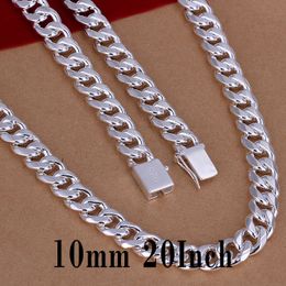 Moda Hombre 925 plata esterlina 4MM Solid Hombres Bordillo Cadena Collar 20/" Pulgadas Nuevo