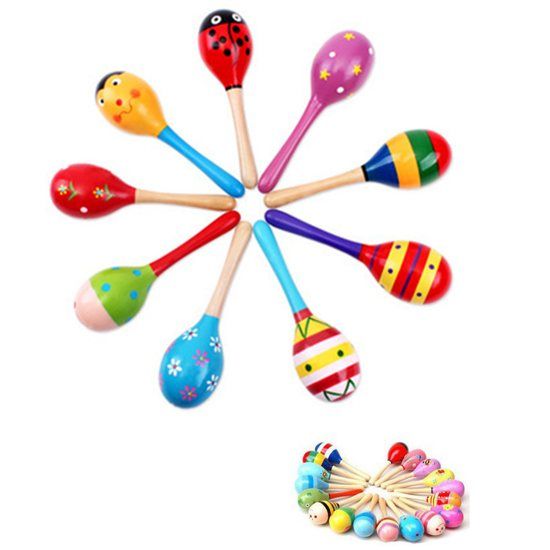 Wooden Maraca Wood Rattles Kid Musical Party Favor Child Baby Shaker