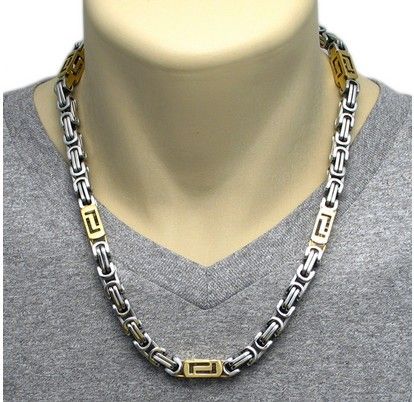 Fri frakt! 316L rostfritt stål silver guld byzantinskedja halsband smycken smycken för herr smycken