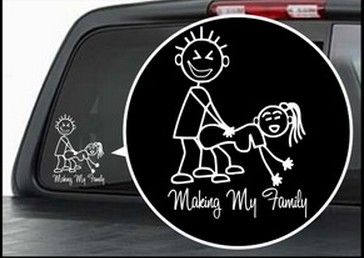 100 stuks / partij Groothandel Maken My Family Vinyl Decal / Window Sticker Stick Figure Sexy Bad Car Decal