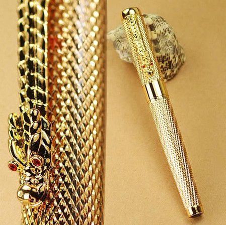 JINHAO 1200 Golden-Color with Dragon Embossed Clip Roller Ball Pen