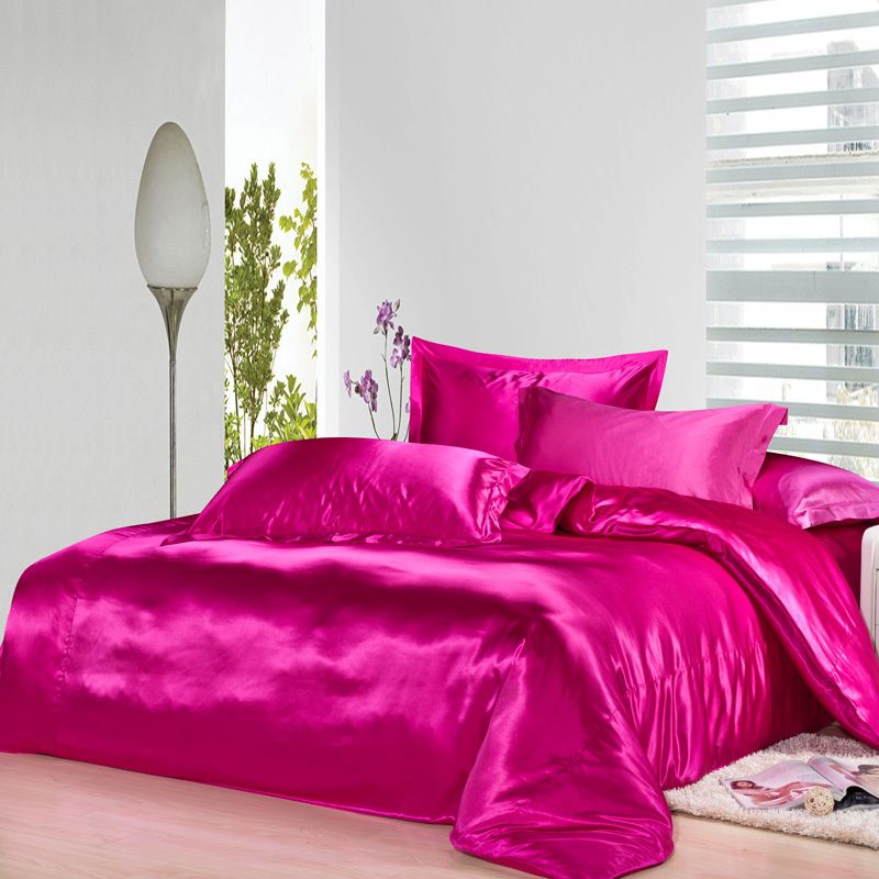 Hot Pink Mulberry Silk Bedding Set King Size Queen Full Twin