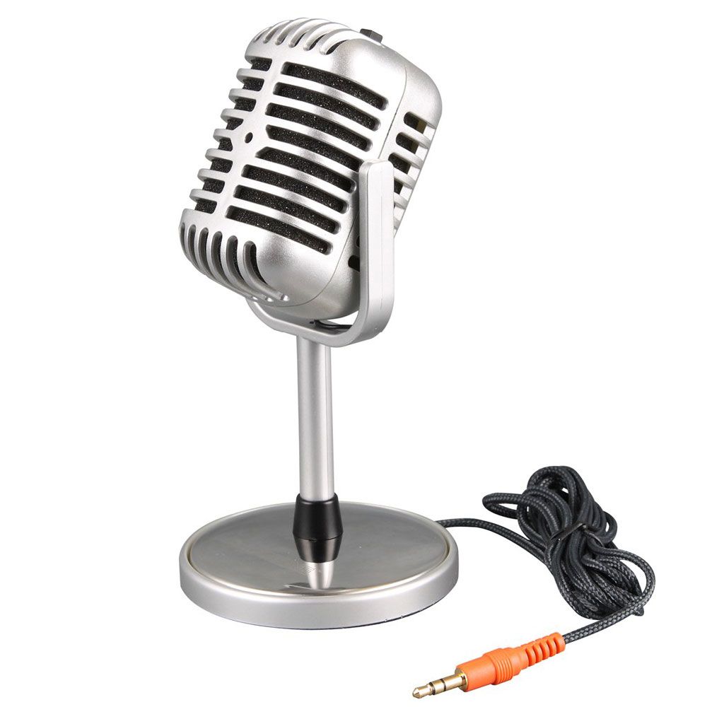 3.5mm Stereo Vintage Microphone Vocal Mic Studio Record For PC Laptop