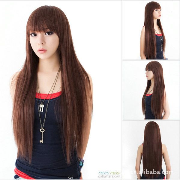 2013 Korean The Long Straight Hair Qi Liu Wig Long Straight Brown