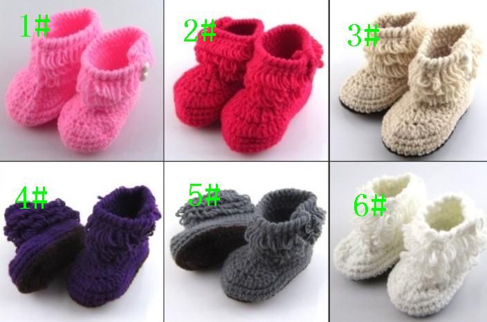 2016 new knit boots crochet baby booties 0-12 M toddler shoes winter snow boots 