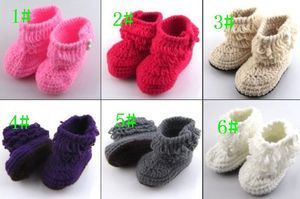 2016 novas botas de malha botas de bebê de crochê (0-12) M criança sapatos botas de neve de inverno 6 cores 6 pares / lote