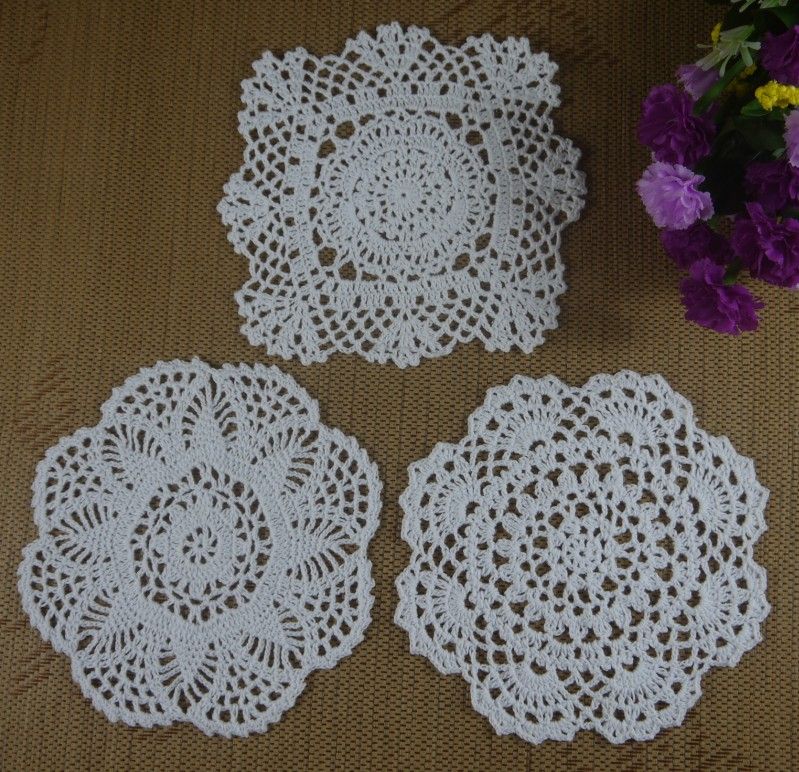 Wholesale 100 Cotton Lace Hand Made Crochet Doilies Cup Mat Natural