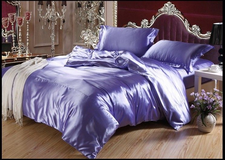 Mor Mavi dut ipek saten yatak seti Lüks kral kraliçe tam ikiz nevresim yorgan çarşaf yatak örtüsü çift çarşaf doona