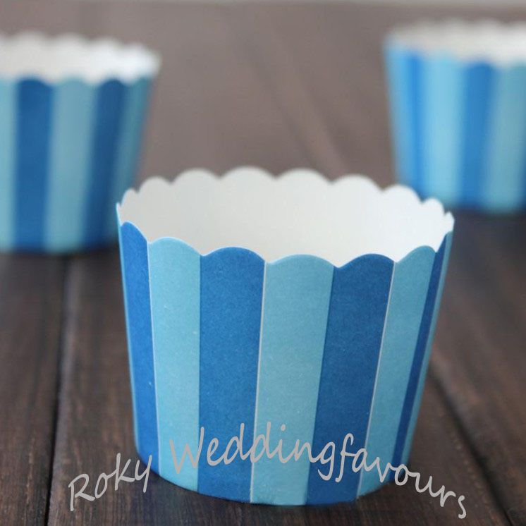 Gratis verzending! / ! Blauwe strepen / blauw met witte potten hoge temperatuur bakken vetvrij papier muffin cupcake liners / wrappers