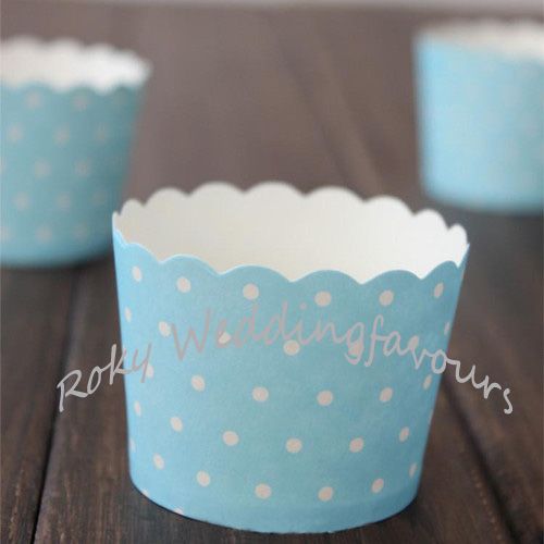 Gratis frakt! / ! Blå Stripes / Blå med vita krukor Hög temperatur Bakning Greaseproof Paper Muffin Cupcake Liners / Wrappers