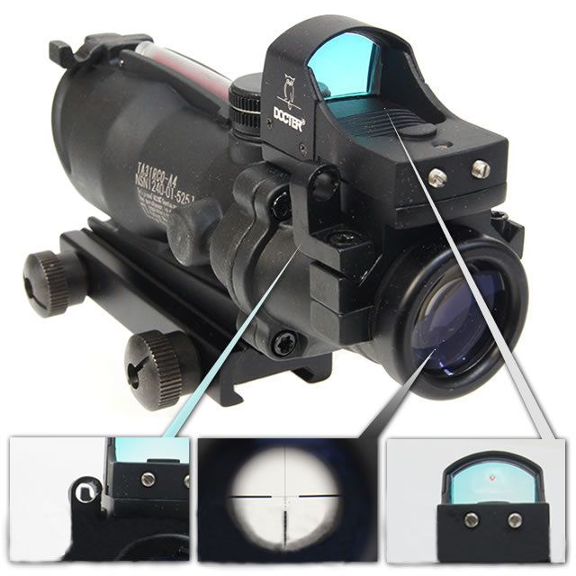 Tactical TA31 ACOG 4X32 Rifle Scope with Auto Red Dot scope Black7706415