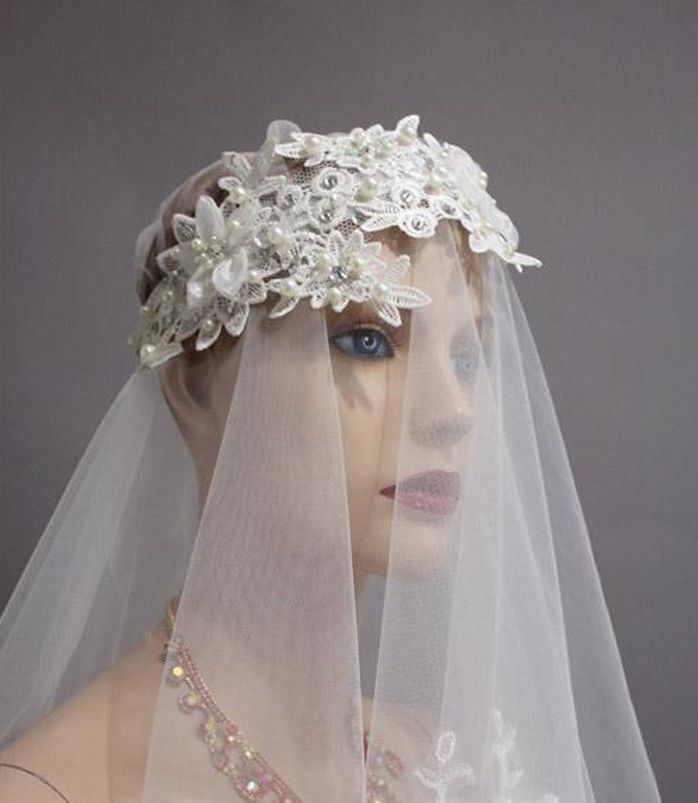 Romance Girls Women Bridal Headwear Diamond Jewelry Pearl Lace Hair ...