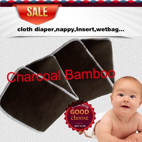 US 4 Layers 2+2 Reuseable Charcoal Bamboo Insert Reusable Baby Cloth