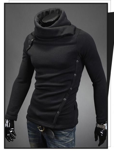 Compra El Cuello Alto Inclinado Doble Largo Del Suéter De Breasted De La  Manga De La Sudadera Con Capucha De Los Hombres 2015 Mantiene Caliente Las  Sudaderas Con Capucha De La Camiseta