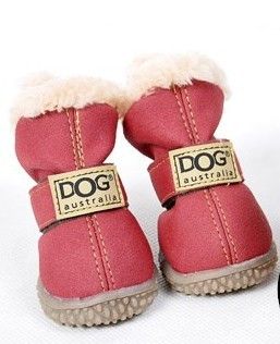 PU leather pet dog puppy winter snow warm boot shoes mixed colors 