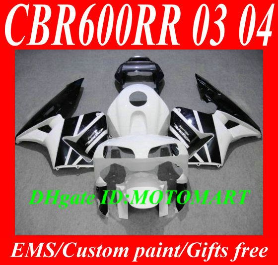 Injection mold Fairing kit for HONDA CBR600RR CBR 600RR 2003 2004 CBR 600F5 CBR600 03 04 white black ABS Fairings set+7gifts HM39