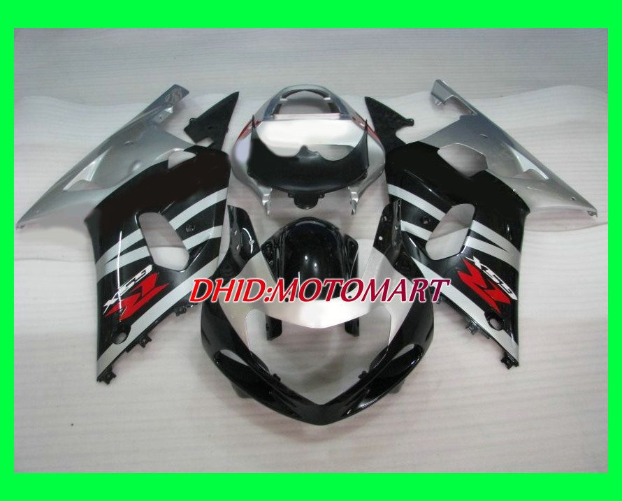 Fairing kit for SUZUKI GSXR600 750 GSXR 600 GSXR 750 K1 01 02 03 2001 2002 2003 silver black Fairings set SX42