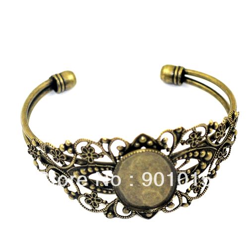 

Beadsnice ID24913 wholesale handmade bracelet brass bangle with 18x25mm oval cabochon tray bracelet blanks in top quality
