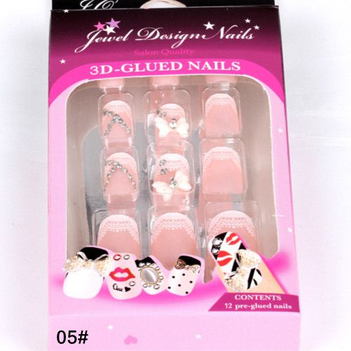 Nail Tips New 2013 Full Cover Acrylic False Nails 12 Boxs French Manicure Acrylic Nails Supplies 3D False nails Pre Design Nail Ti9181612