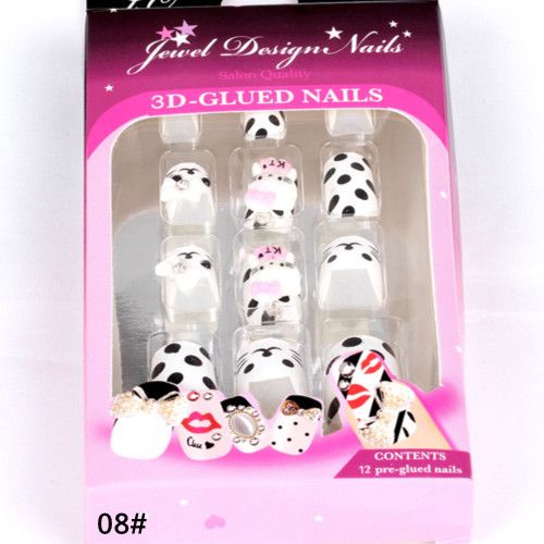 Nail Tips New 2013 Full Cover Acrylic False Nails 12 Boxs French Manicure Acrylic Nails Supplies 3D False nails Pre Design Nail Ti9181612