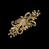 Broche de flor de cristal de diamantes de imitación transparente chapado en oro elegante