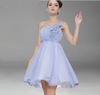 Sexy One-shoulder A-line Chiffon Mini Bridesmaid Dresses Short Hand-made Flower Party Gown