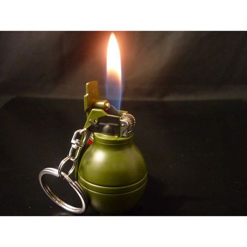 Army Grenade Shaped Lighter Grinding Wheel Lighter Butane Gas Mini